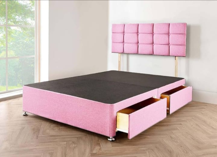 Modern Grey Divan Bed with Headboard & Mattress Stylish Storage Option