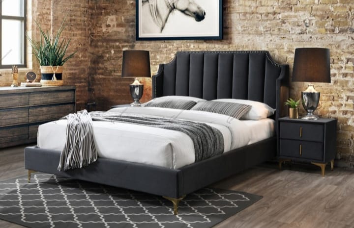 Arizona Bed  Modern Upholstered Bed Frame with Wingback Headboard & Storage Options