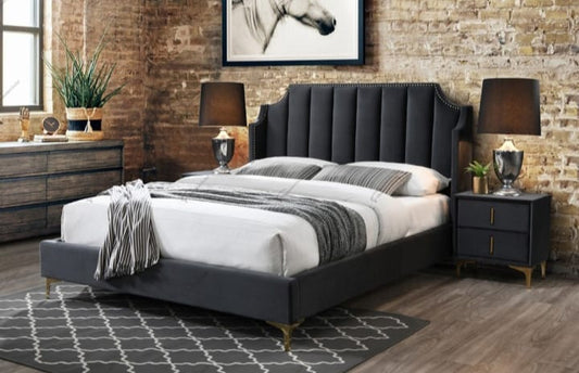 Arizona Bed  Modern Upholstered Bed Frame with Wingback Headboard & Storage Options