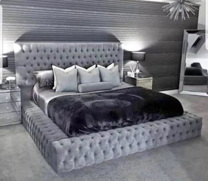 Luxury Ambassador Upholstered Bed with Deep Button Tufting Premium Velvet Hotel-Style Bed Frame