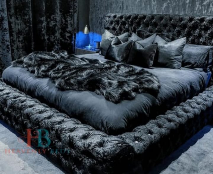 Luxury Ambassador Upholstered Bed with Deep Button Tufting Premium Velvet Hotel-Style Bed Frame