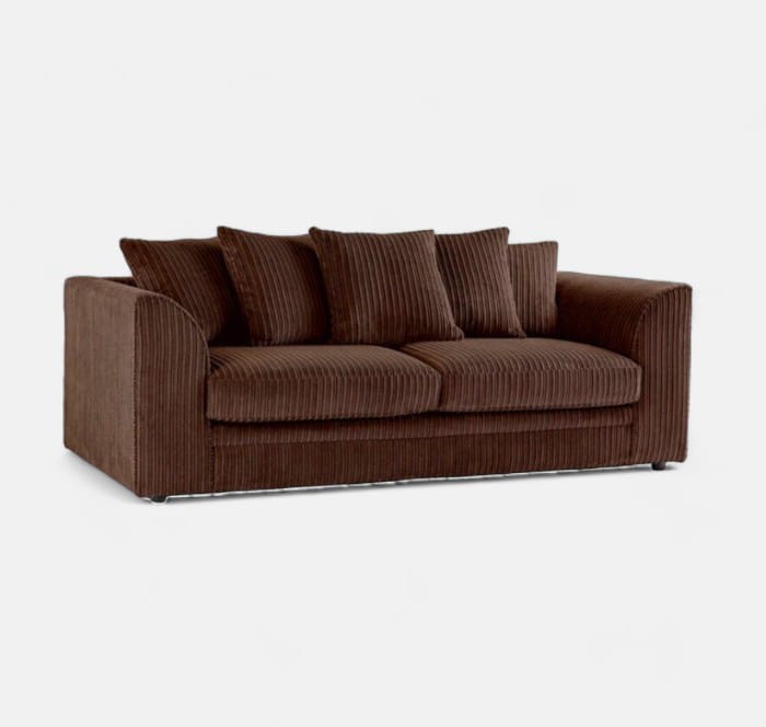 Manny 2- 3-Seater Corduroy Sofa – Modern Brown Ribbed Fabric Couch for Living Room Comfort